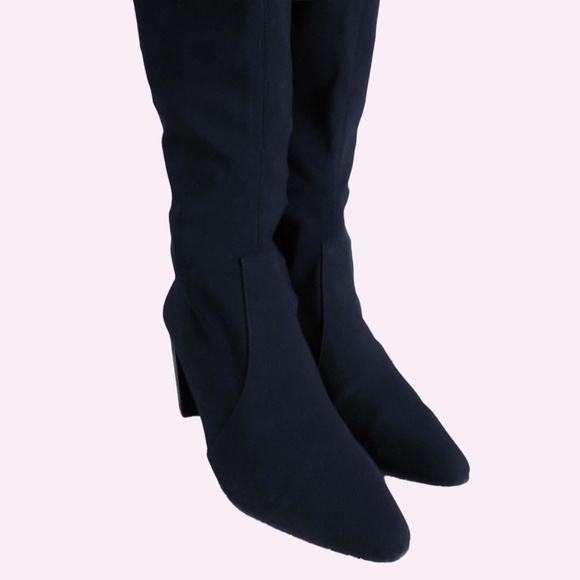 Donald J Pliner Women's Made in Italy Black Tall Stretch Fabric Heeled Boots EUC - Picture 6 of 8